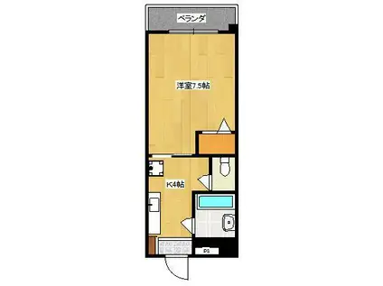 COZYコート(1K/2階)の間取り写真