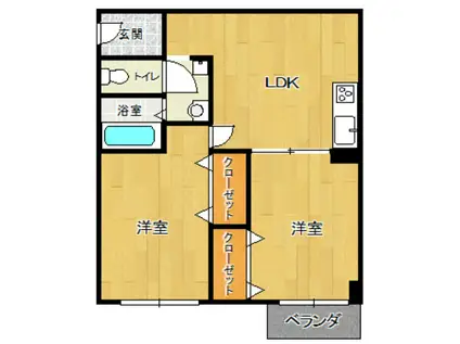 カナオリビル(2LDK/9階)の間取り写真