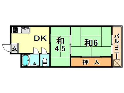 本町マンション(2DK/2階)の間取り写真
