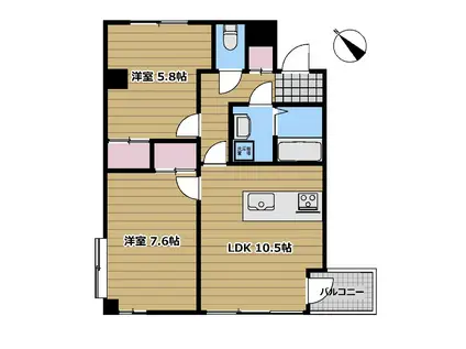 モンサンミッシェル(2LDK/3階)の間取り写真