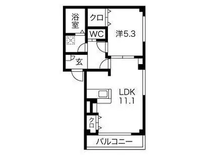 カトルセゾン(1LDK/1階)の間取り写真