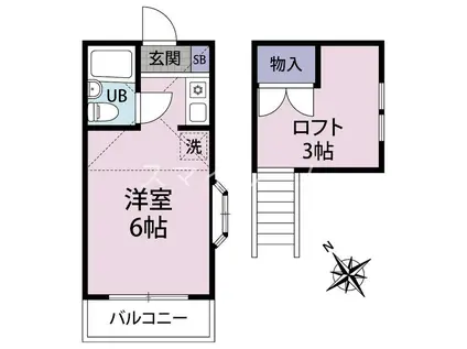 フォルトゥーナ鶴見(ワンルーム/1階)の間取り写真