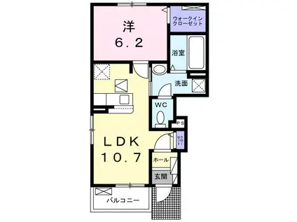 アベリーA(1LDK/1階)の間取り写真