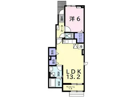 ナインストーン(1LDK/1階)の間取り写真