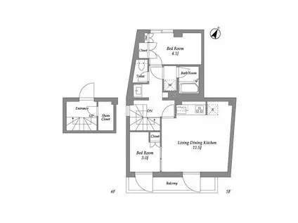 ザ・レジデンス用賀(2LDK/4階)の間取り写真
