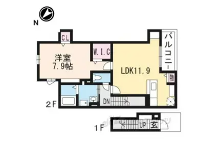 メゾンプラシード5(1LDK/2階)の間取り写真