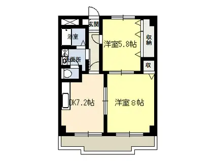 アンフルール(2DK/3階)の間取り写真