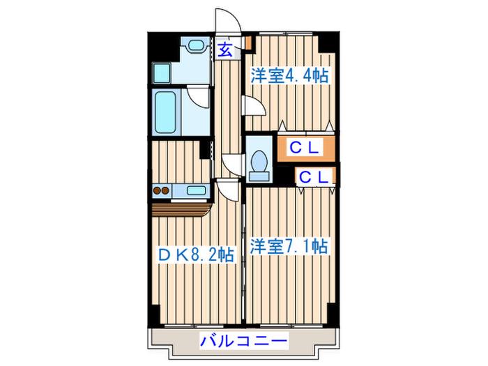 ツインプラザ幸(2DK/4階)の間取り写真