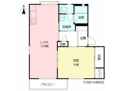 ニュー・サピエB棟(1LDK/2階)の間取り写真