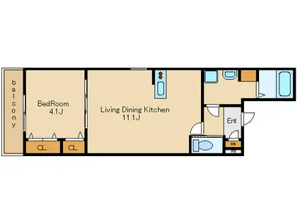 ジーメゾン明石スフィリア(1LDK/2階)の間取り写真