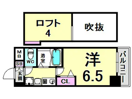 エステムコート神戸県庁前IIIフィエルテ(1K/9階)の間取り写真