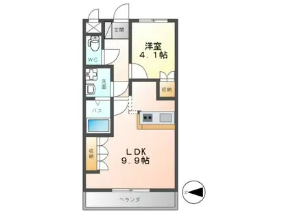 鹿嶋アーバンスクエア(1LDK/1階)の間取り写真