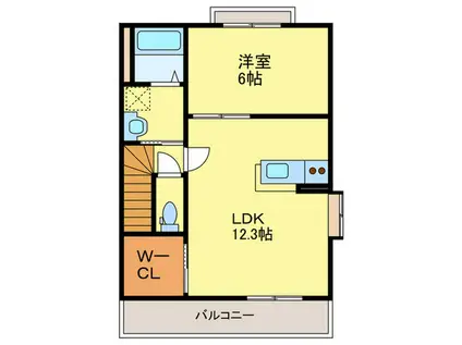 サンハイム麦野(1LDK/2階)の間取り写真