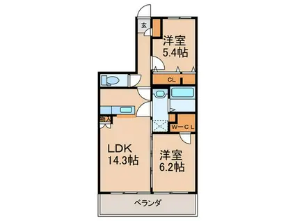 アンソレイユIII(2LDK/1階)の間取り写真