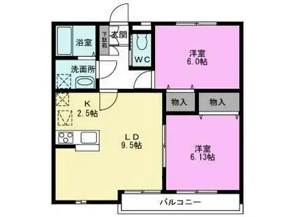 ブロードコート(2LDK/2階)の間取り写真