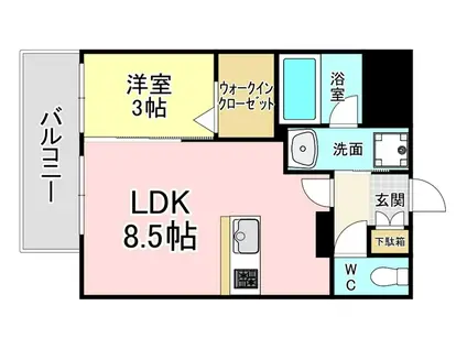 グランフォーレ小倉シティタワー(1LDK/8階)の間取り写真