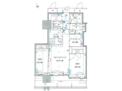 MJR熊本ゲートタワー(2SLDK/20階)の間取り写真