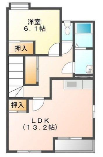 オーガスタA(1LDK/2階)の間取り写真