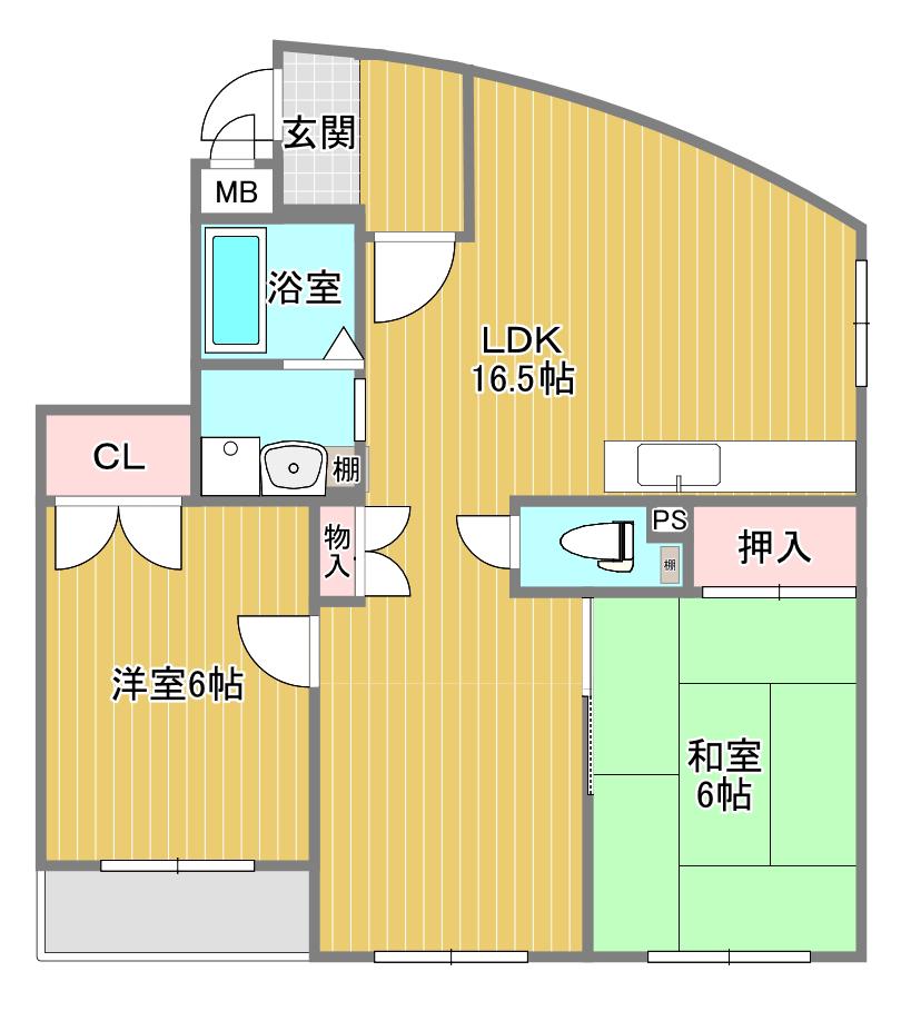 第20千里ハイツ(2LDK/1階)の間取り写真
