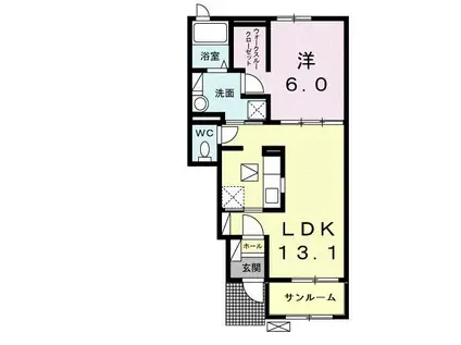 ノイエツァイトV A(1LDK/1階)の間取り写真