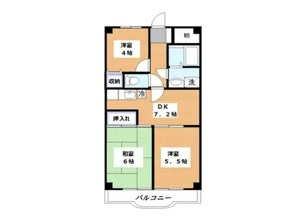 スカイパレスあざみ野(3DK/3階)の間取り写真