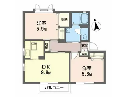 グランド・ハイムPART1(2DK/1階)の間取り写真