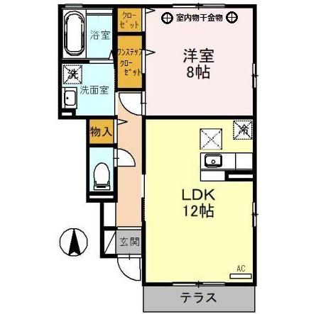 RECIENTE A102(1LDK/1階)の間取り写真
