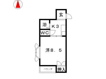 マンション司 II(1K/2階)の間取り写真