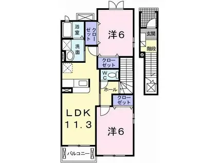 ピーノ・レジーナIII(2LDK/2階)の間取り写真