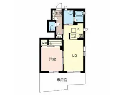 プレミールKIKI B棟(1LDK/1階)の間取り写真