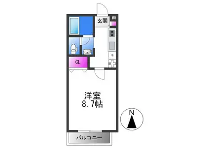 GRAND CHARIOT B(1K/1階)の間取り写真