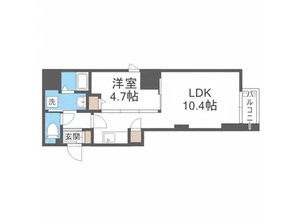 ビッグタワー大通公園(1LDK/10階)の間取り写真