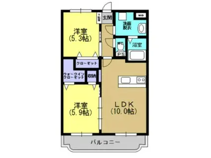 ボヌール・アンジェラ(2LDK/2階)の間取り写真