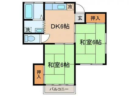 晴美ハイツ(2DK/2階)の間取り写真