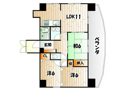 パレス西小倉(3LDK/8階)の間取り写真