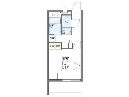 レオパレスオーロラ(1K/3階)の間取り写真