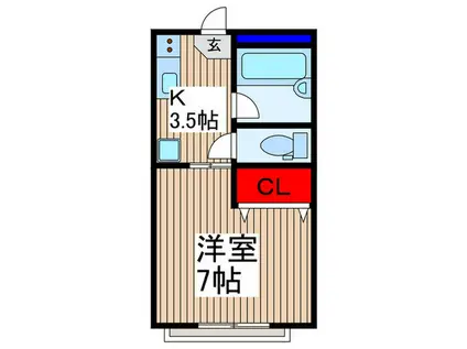 BEL AIR GARDENVI(1K/2階)の間取り写真