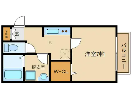 グローリーコート(1K/1階)の間取り写真
