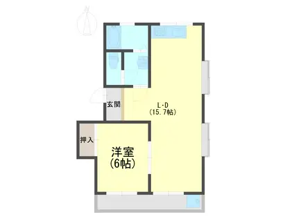 柏原コーポラス(1LDK/2階)の間取り写真