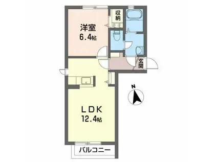 シャーメゾン青葉(1LDK/2階)の間取り写真
