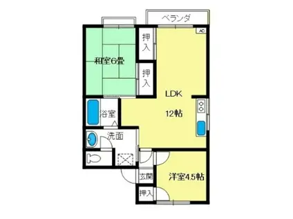 アビタ吉身A(2LDK/1階)の間取り写真