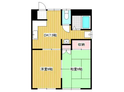 カトレアハイツ I・II(2DK/2階)の間取り写真