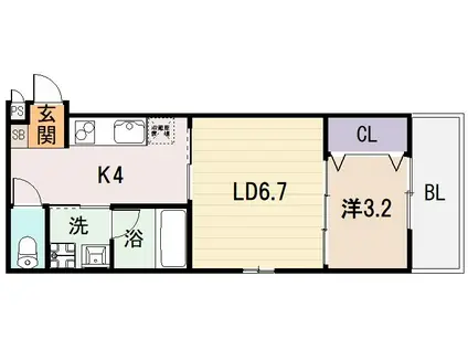 BLINDALLEY 東本町(1LDK/1階)の間取り写真