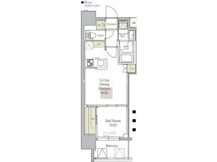 アーバネックス南森町イースト(1LDK/9階)の間取り写真