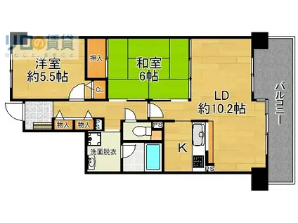 レジオン上新庄(2LDK/6階)の間取り写真