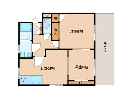 ヴィラ エスポワール(2LDK/1階)の間取り写真