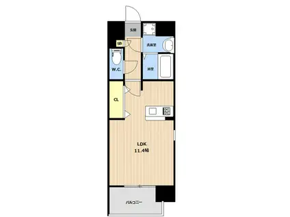 LIBTH県庁前(ワンルーム/4階)の間取り写真