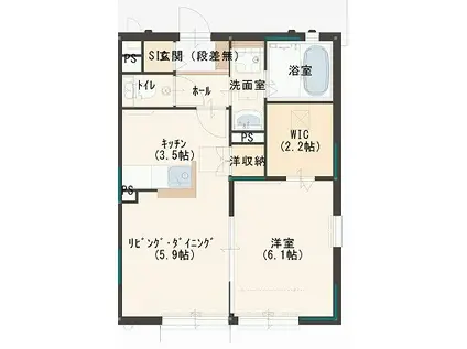 シャルロット(1LDK/1階)の間取り写真