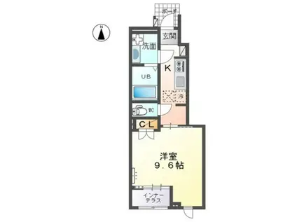 スターテラスII西大寺(1K/1階)の間取り写真