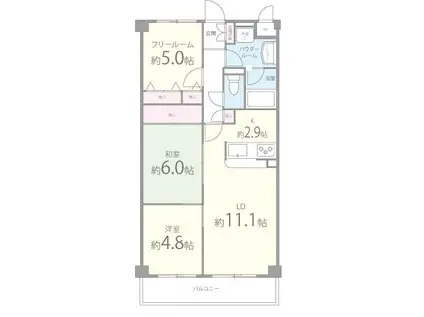 ミネアポリス(3LDK/1階)の間取り写真